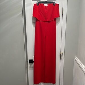 Lulus Red Strapless Jumpsuit